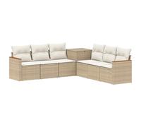 vidaXL Bankstel 7 st Beige en Crème Wit Poly Rattan en Staal