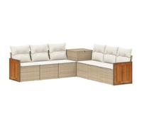 vidaXL Bankstel 7 st Beige en Crème Wit Poly Rattan en Staal