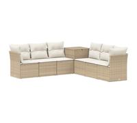 vidaXL Bankstel 7 st Beige en Crème Wit Poly Rattan en Staal