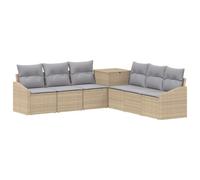 vidaXL Bankstel 7 st Beige en Licht Grijs Poly Rattan en Staal