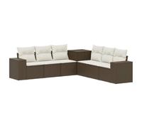 vidaXL Set di divani 7 pcs Marrone e Bianco Crema, Set Lounge Giardino Moderno, Divano Esterno Resistente, Opzioni Modulari e Flessibili Per il Tuo Patio