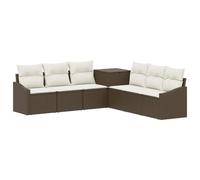 vidaXL Bankstel 7 st Bruin en Crème Wit Poly Rattan en Staal