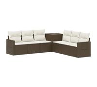 vidaXL Bankstel 7 st Bruin en Crème Wit Poly Rattan en Staal