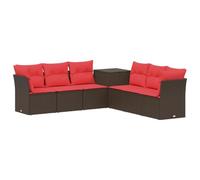 vidaXL Set di divani 7 pcs Marrone e Rosso Rattan sintetico e Acciaio, Mobili da giardino moderni, divano modulare resistente alle intemperie, perfetto per patio e giardini
