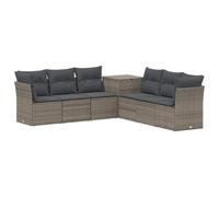 vidaXL Bankstel 7 st Grijs en Donkergrijs Poly Rattan en Staal