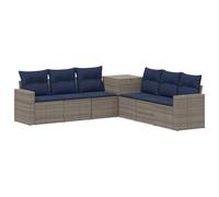 vidaXL Set di divani 7 pcs Grigio e Blu Navy, Set Giardino Moderno, Divano Esterno, Mobili in Rattan Resistenti, Design Modulare per Relax e Divertimento
