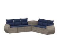 vidaXL Set di divani 7 pcs Grigio e Blu Navy, Divano da giardino moderno, set esterno resistente, lounge patio, design modulare per rilassarsi e divertirsi