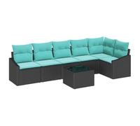 vidaXL Set di divani con cuscino 7 pcs Nero polyrattan, Giardino e terrazzo, divano modulare trendy, resistente al sole, salottino outdoor, tavolo regolabile, seduta patio