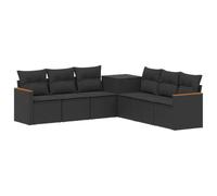 vidaXL Set di divani 7 pcs Nero Rattan sintetico e Acciaio, Set Divano Giardino Moderno, Resistente alle Intemperie, Design Modulare per Patios o Giardini, Layout Flessibile