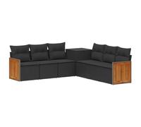 vidaXL Bankstel 7 st Zwart Poly Rattan en Staal