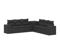 vidaXL Set di divani 7 pcs Nero Rattan sintetico e Acciaio, Set Lounge Giardino Moderno, Divano Esterno Resistente, Opzioni Modulari e Flessibili Per il Tuo Patio
