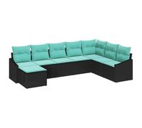 vidaXL Set di divani con cuscino 8 pcs Nero polyrattan, Set da Giardino Modulare, Leggero, Sofà Impermeabile, Tavolo Regolabile, Semplice da Montare