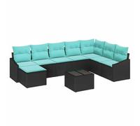 vidaXL Set di divani con cuscino 9 pcs Nero polyrattan, Set da Giardino Modulare, Leggero, Sofà Impermeabile, Tavolo Regolabile, Semplice da Montare
