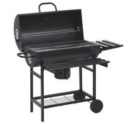 vidaXL Barbecue a Botte con Ruote Nero