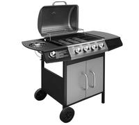 vidaXL Barbecue a Gas 4+1 Zona di Cottura Nero Argento Barbecue da Giardino BBQ