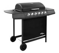 VidaXL Barbecue a gas a 6 fuochi nero