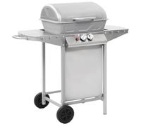 vidaXL Barbecue a Gas con Griglia 2 Fornelli Argento Acciaio Inox Bistecchiera