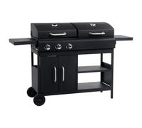 Vidaxl Barbecue combinato a gas e carbone a 3 fuochi, nero