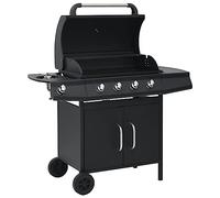 vidaXL Barbecue e Griglia a Gas 4+1 Fornelli Nero in Acciaio