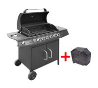 vidaXL Barbecue e Griglia a Gas 6+1 Fornelli Nero