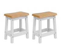 vidaXL Sgabello da bar EKAI 2 pcs Bianco 40 x 29 x 45,5 cm, Soggiorno, Tavolo Rettangolare, Sgabello da Bar Industriale, Seditura Moderna, Legno Rustico, Stile Contemporaneo