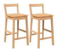 vidaXL Sgabelli da Bar 2 pz Naturale Legno Massello di Hevea, sedia, sgabello da bar da cucina, sedia da bistrot, sgabello da bar per la colazione