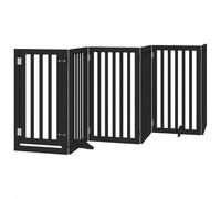 vidaXL Barriera per Cane Porta Pieghevole 15Pannelli Nero Legno Pioppo Barriera per Animali Domestici Barriera per Cane per Scale Barriera per Cuccioli per Scale