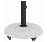 vidaXL Base per ombrellone con Ruote in Cemento Bianco, per Pali da 37/42/52/58 mm. Design Rotondo Moderno, con Ruote bloccabili. È Resistente ai Raggi UV e Perfetta per Il Giardino.