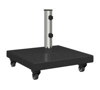 vidaXL Base per ombrellone con Ruote per Pali Ø38/48mm in Granito Nero 30 kg Quadrata