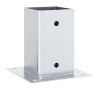 vidaXL Basi per Pali Quadrate 4 pz Argento 81x81 mm in Acciaio Zincato, base di recinzione in cemento, base del palo della recinzione, supporto del palo in metallo