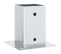 vidaXL Basi per Pali Quadrate 4 pz Argento 91x91 mm in Acciaio Zincato, base di recinzione in cemento, base del palo della recinzione, supporto del palo in metallo