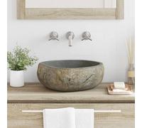 vidaXL Lavabo Rustico in Roccia di Fiume - Accessorio Idraulico Elegante e Naturale con Alta Lucentezza per la Decorazione Interna