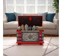 vidaXL Baule Rosso in Legno di Mango 80x40x45 cm