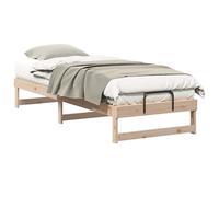 vidaXL Struttura Letto a Piattaforma in Legno massello di Pino, 90 x 210 cm, Marrone, Bassa a Terra, con Maniglie fisse e Rete a doghe Metalliche. Facile da Montare, per Uso Interno e Semplice da pu