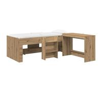 Struttura del Letto con Scrivania 2 pz Rovere Artigianale