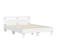 vidaXL Bedframe met hoofdeinde bewerkt hout wit 120x190 cm