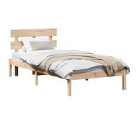 vidaXL Struttura Letto con Testiera 80X200 cm Legno Massello di Pino per Camera da Letto Minimalista Durevole Facile da Montare Nessuna Rete Necessaria. Singolo Piattaforma Marrone Adulti 80 X 200
