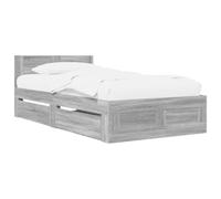 vidaXL Bedframe met lade met hoofdeinde 2 st Grijs Sonoma Bewerkt hout