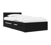 vidaXL Bedframe met lade met hoofdeinde 2 st Zwart eiken Bewerkt hout