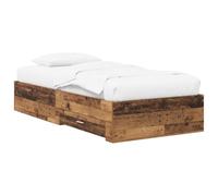vidaXL Telaio del letto con storage Legno antico 80 x 200 cm, Letto con contenitore, design minimalista rettangolare, legno ingegnerizzato per camera moderna, soluzione salvaspazio
