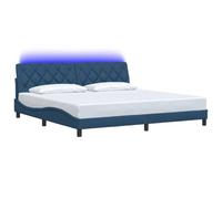 vidaXL Giroletto con LED Senza Materasso Blu 200x200 cm in Tessuto, giroletto con luci LED, Telaio Letto, Rete Letto, Struttura Letto, Base Letto