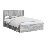 vidaXL Struttura letto con contenitore e testiera Sonoma grigio, letto moderno, forma rettangolare, soluzione portaoggetti, design a lame, stile funzionale, mobile pratico