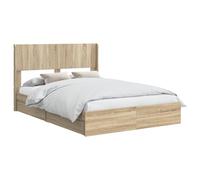 vidaXL Struttura del letto con stoccaggio e testata Rovere Sonoma, Letto Storage Moderno, Struttura Rettangolare, Testata Elegante, Design Minimalista, Comfort Organizzato