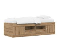 vidaXL Bedframe met opslag Artisanaal eiken 80 x 200 cm Bewerkt hout