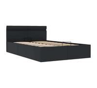 vidaXL Giroletto Idraulico con Contenitore e LED Moderno Salvaspazio Robusto a Doghe Letto Imbottito Struttura Telaio Nero in Similpelle 120x200cm