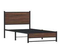 vidaXL Giroletto con Testiera in Metallo Rovere Marrone 90x190 cm, giroletto con testiera, Struttura Letto, Telaio Letto, giroletto con Testata