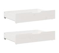 vidaXL Cassettoni sotto letto 2 pz Bianchi 80x55x17 cm Legno di pino con ruote
