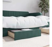 vidaXL Cassetti da Letto 2pz Verde Scuro Legno Multistrato e Velluto
