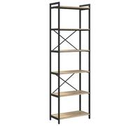 vidaXL Biblioteca in Rovere Sonoma 60 x 30 x 188 cm, con Struttura in Acciaio. Ripiani in MDF Regolabili, Piedi per Uso Interno. Stile Industriale, Molto Stabile, con Un Design Elegante e Tanto spaz