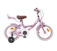 vidaXL Bicicletta per bambini da 14 pollici per 3-5 anni rosa chiaro, sella, classica regolabile, bicicletta per bambini, avventura all'aperto